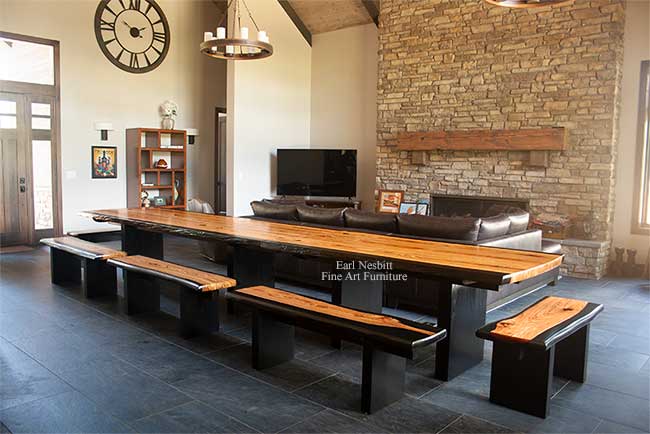 live edge hickory dining table